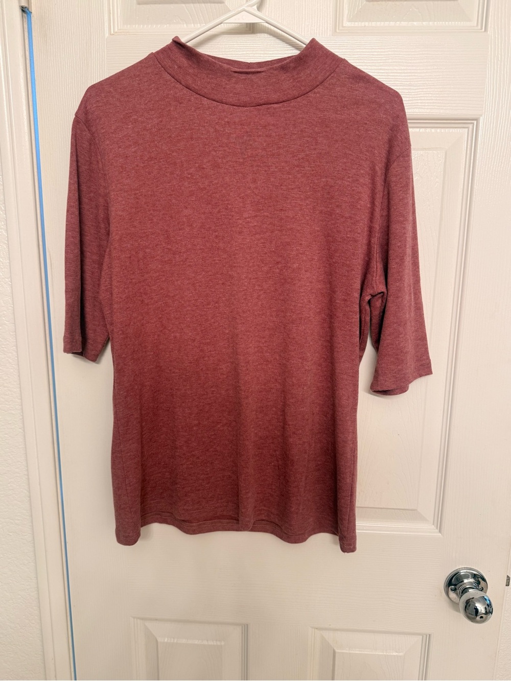 Women's Mock Neck Short Sleeve Top - Dusty Rose